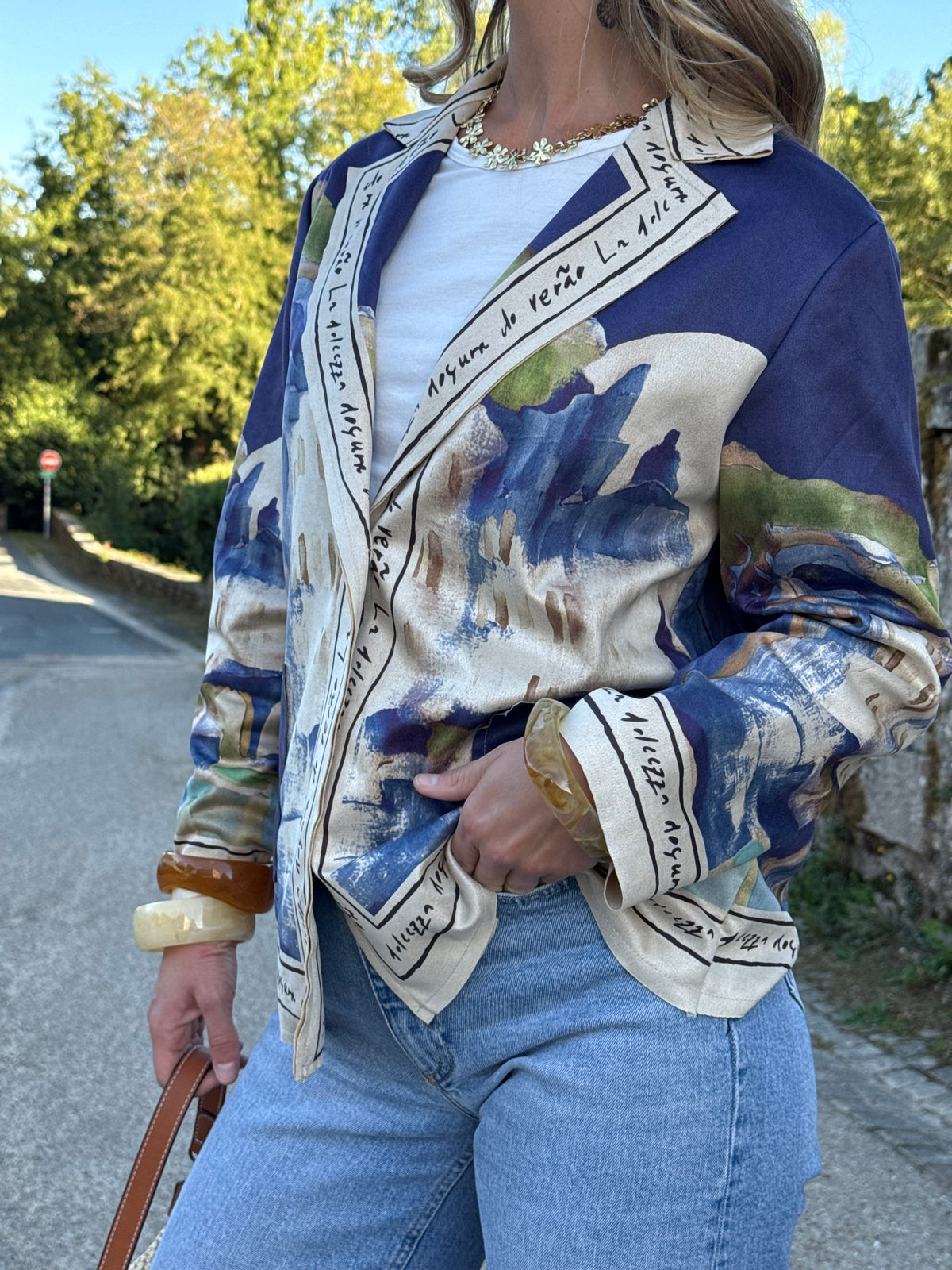 Veste suédine à motifs
