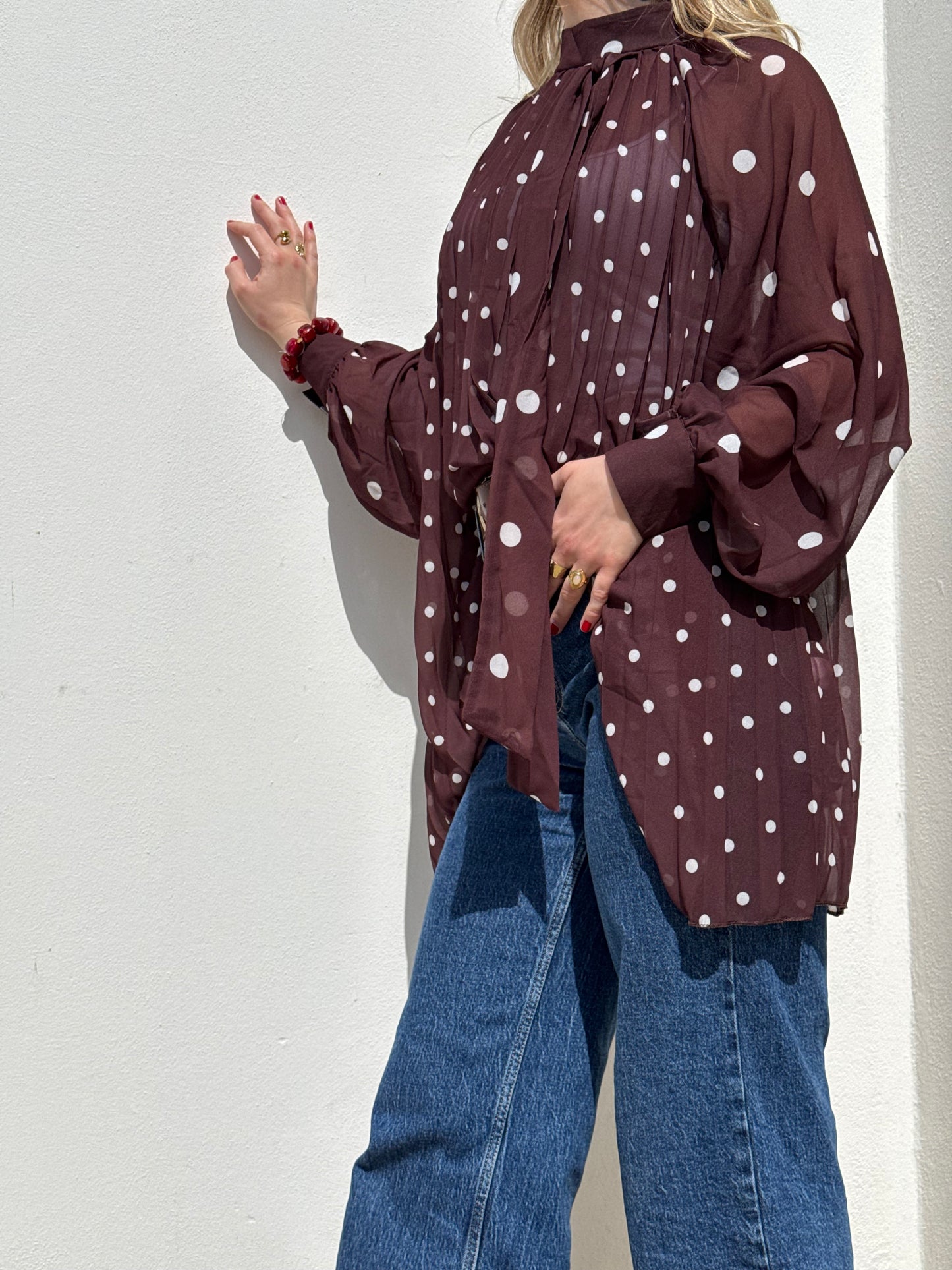 Blouse décontractée à pois