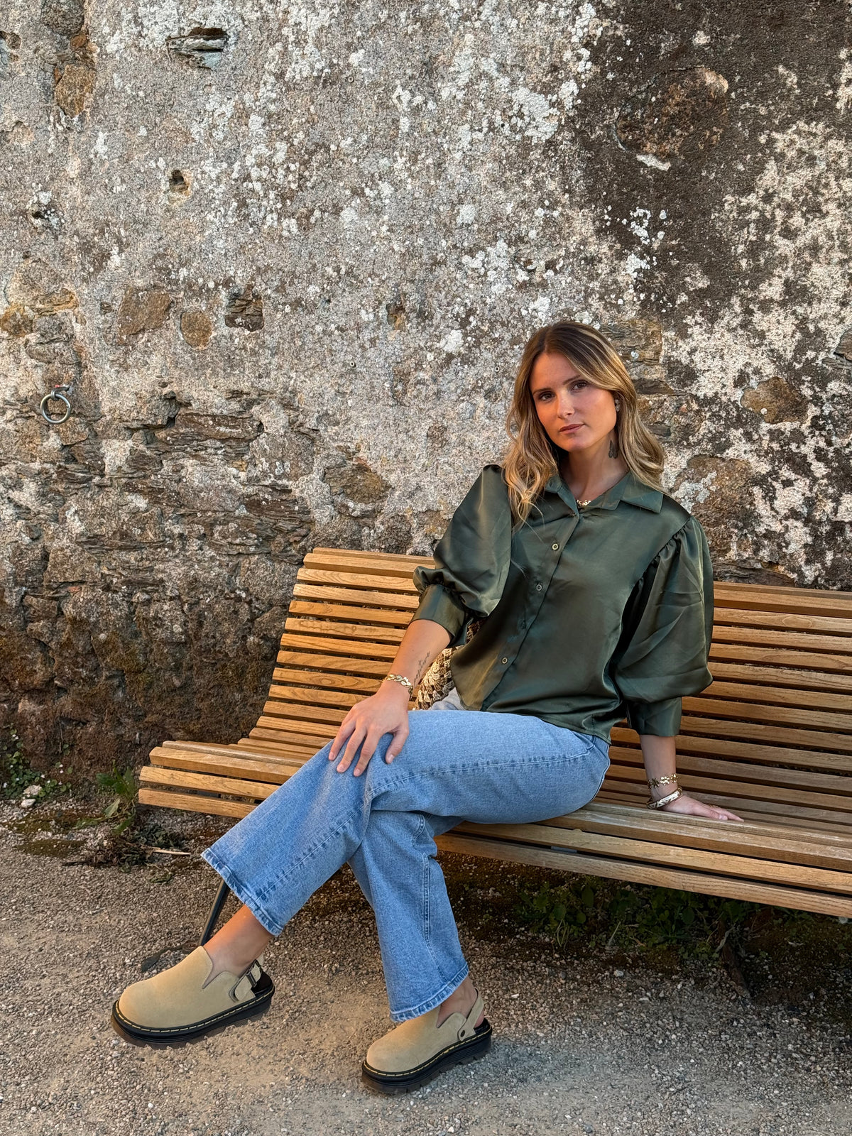 Chemise satin verte