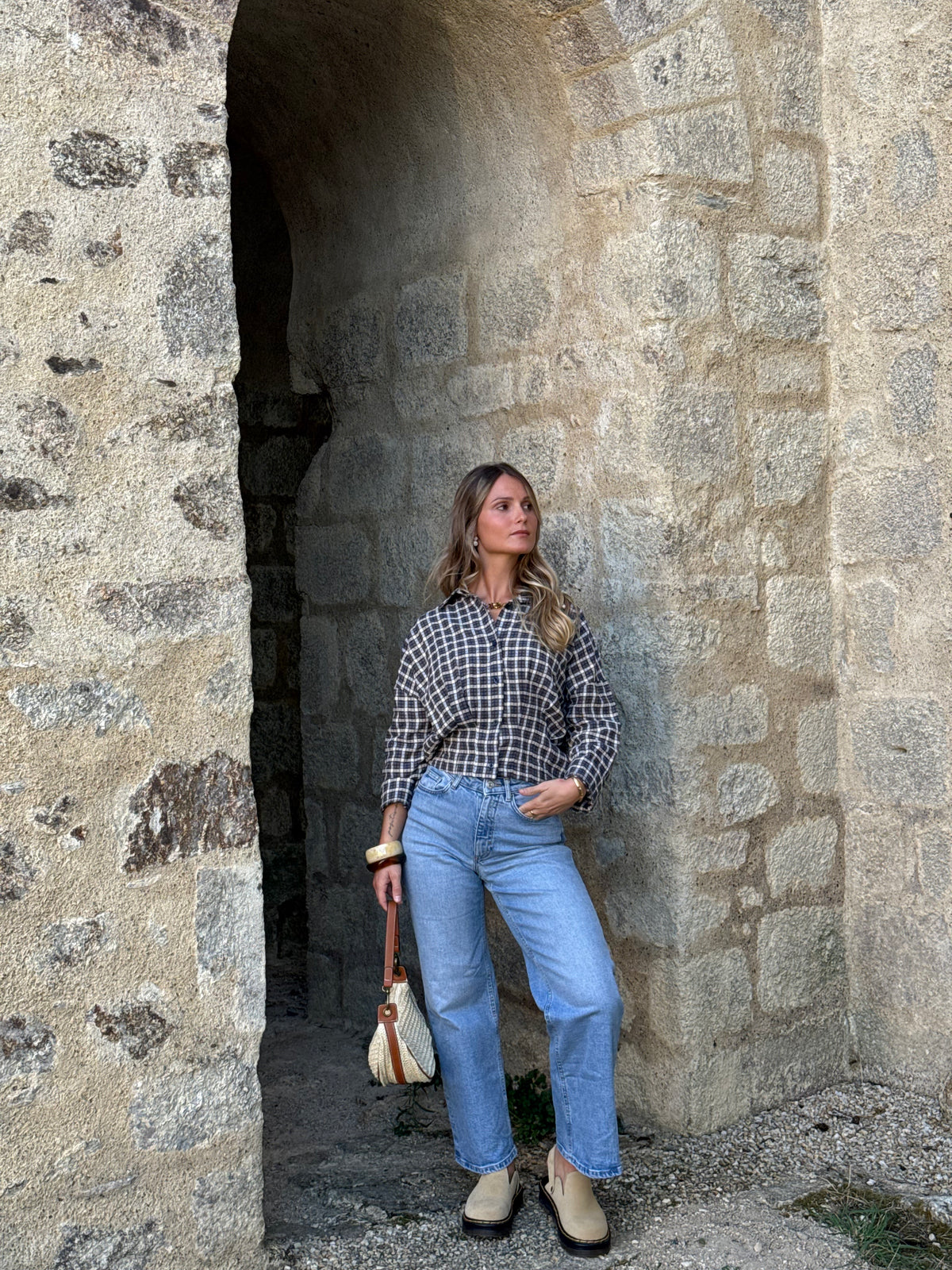 Chemise à carreaux bleue