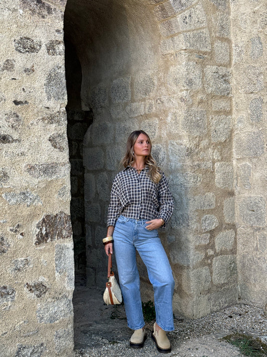 Chemise à carreaux bleue