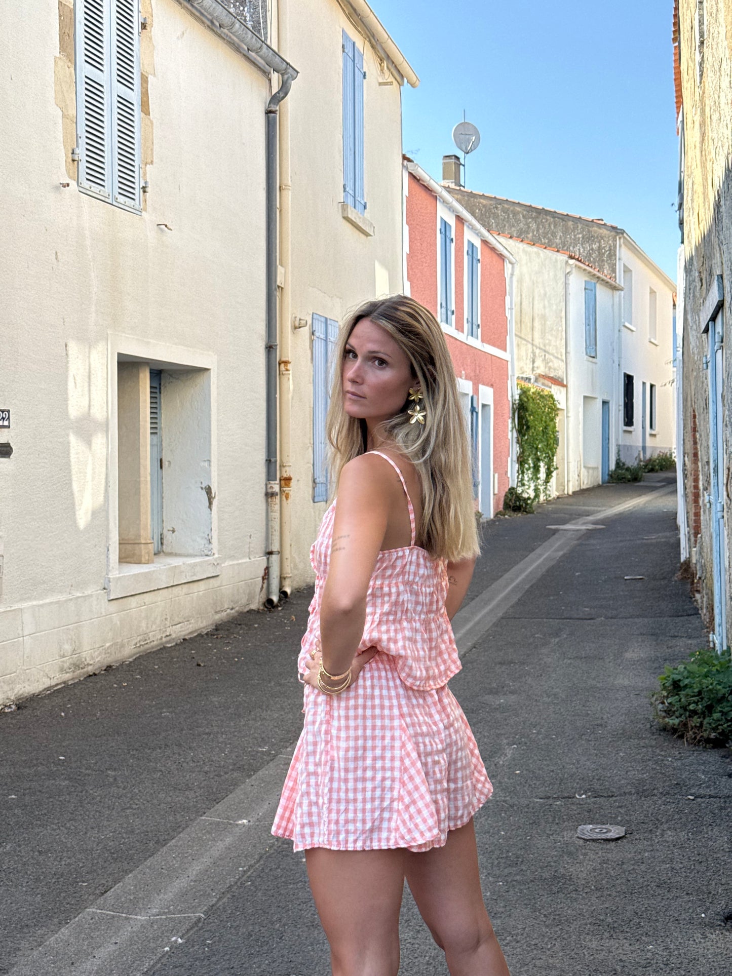 Short vichy saumon