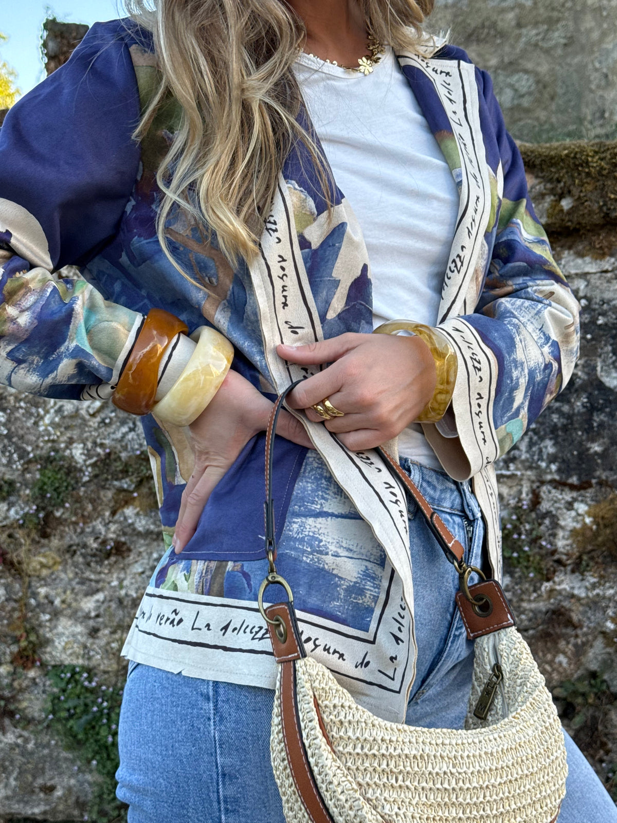 Veste suédine à motifs