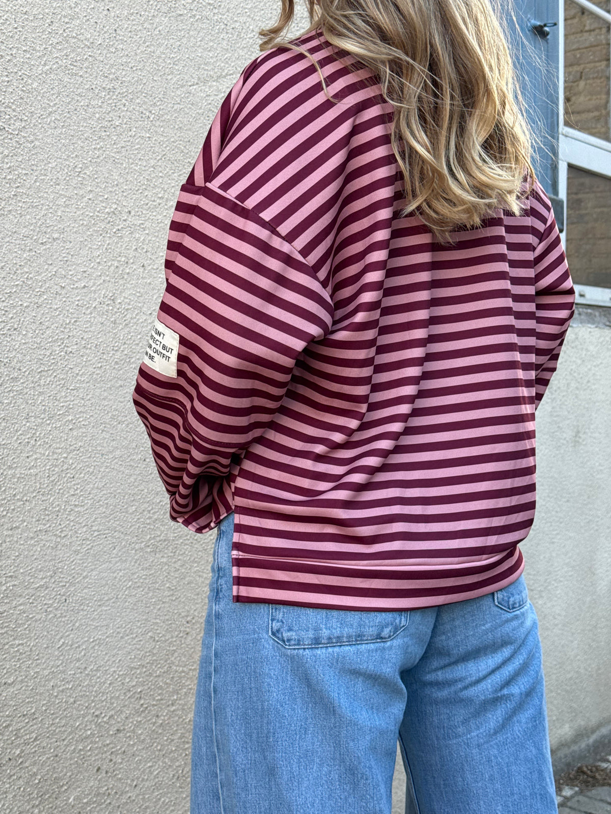 Sweat rayé rose