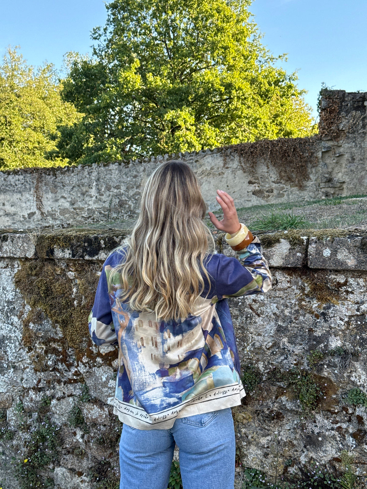Veste suédine à motifs