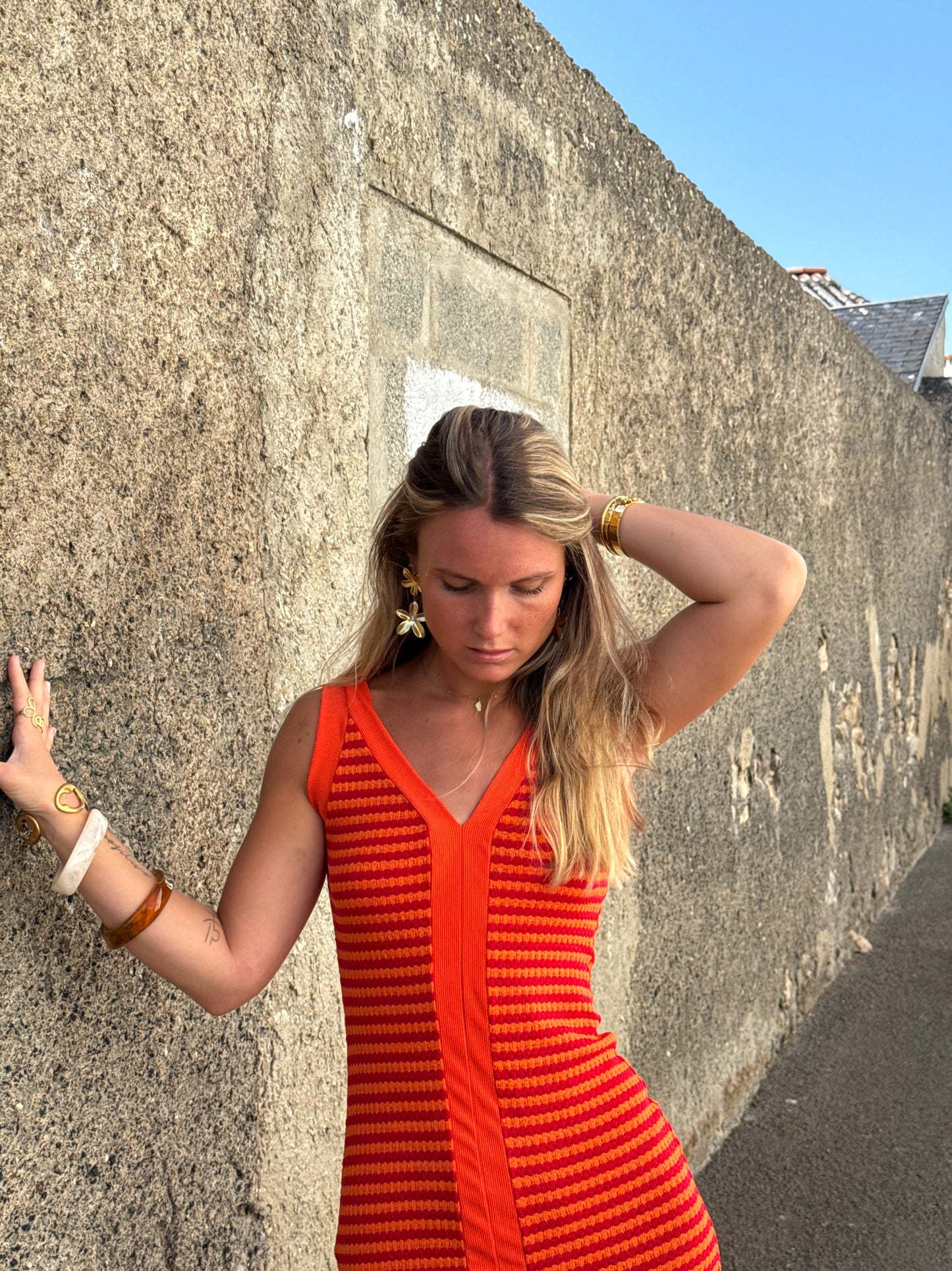 Robe crochet orange