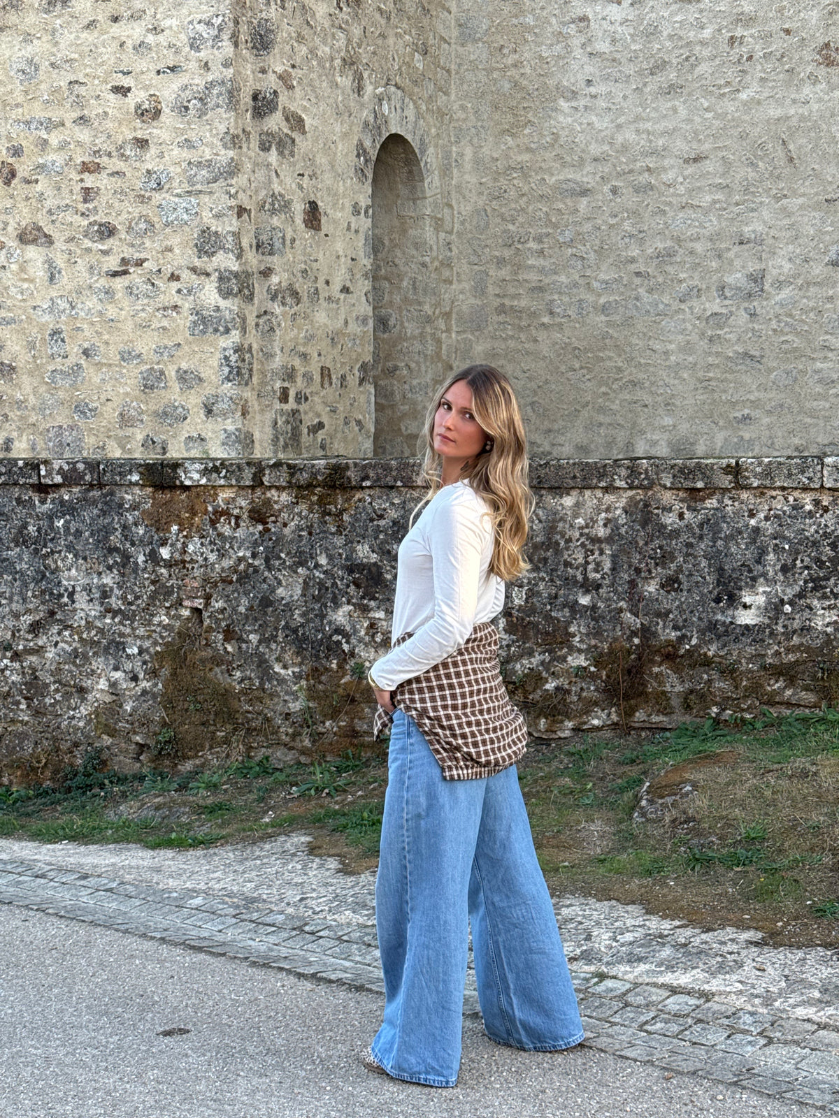 Chemise à carreaux marron