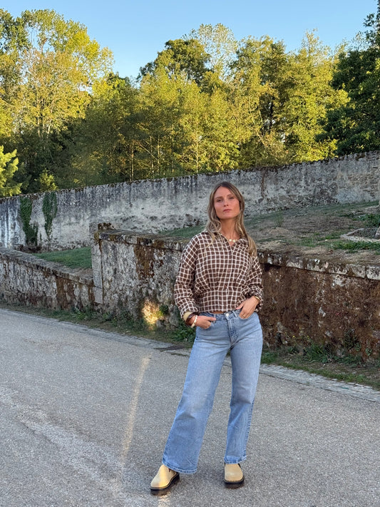Chemise à carreaux marron