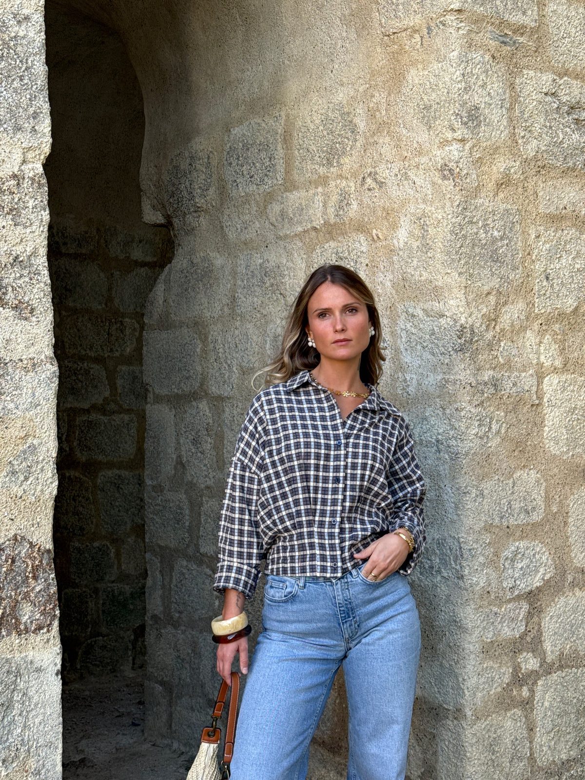 Chemise à carreaux bleue