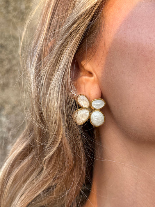 Boucles pierres blanches