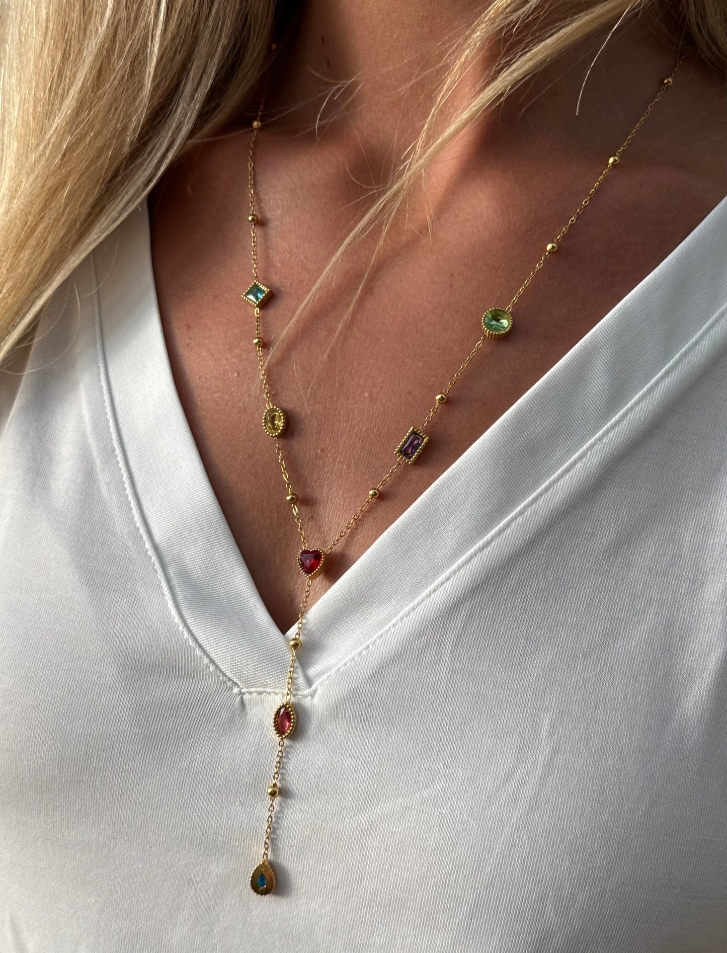 Collier Y coloré