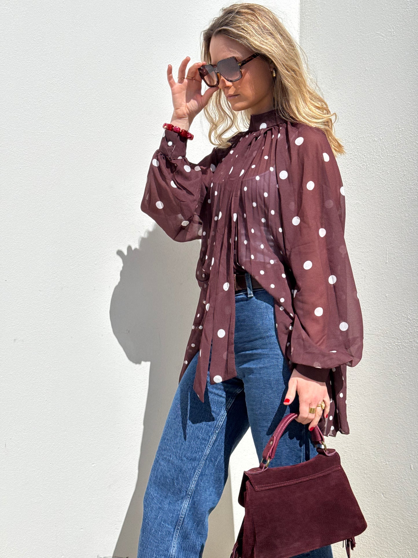 Blouse décontractée à pois