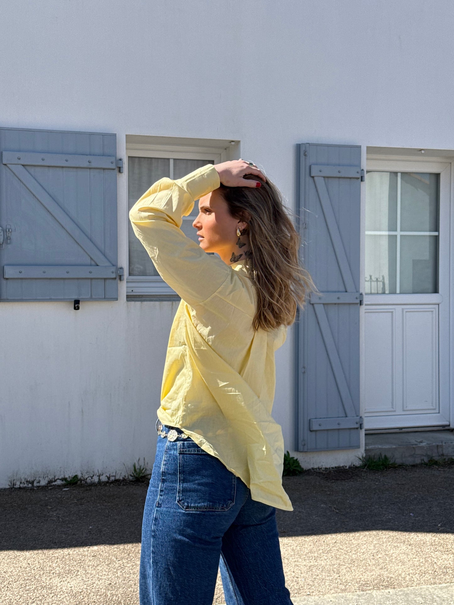 Chemise unie jaune