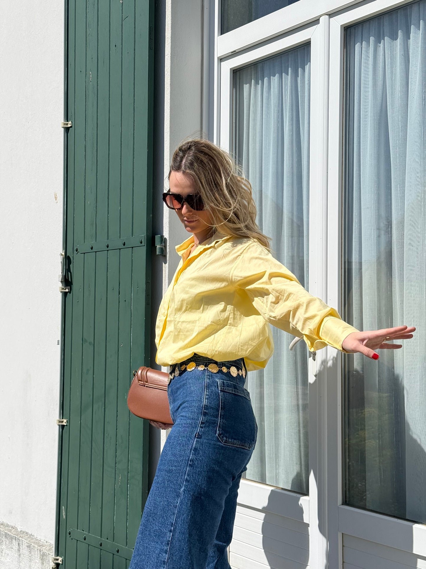 Chemise unie jaune