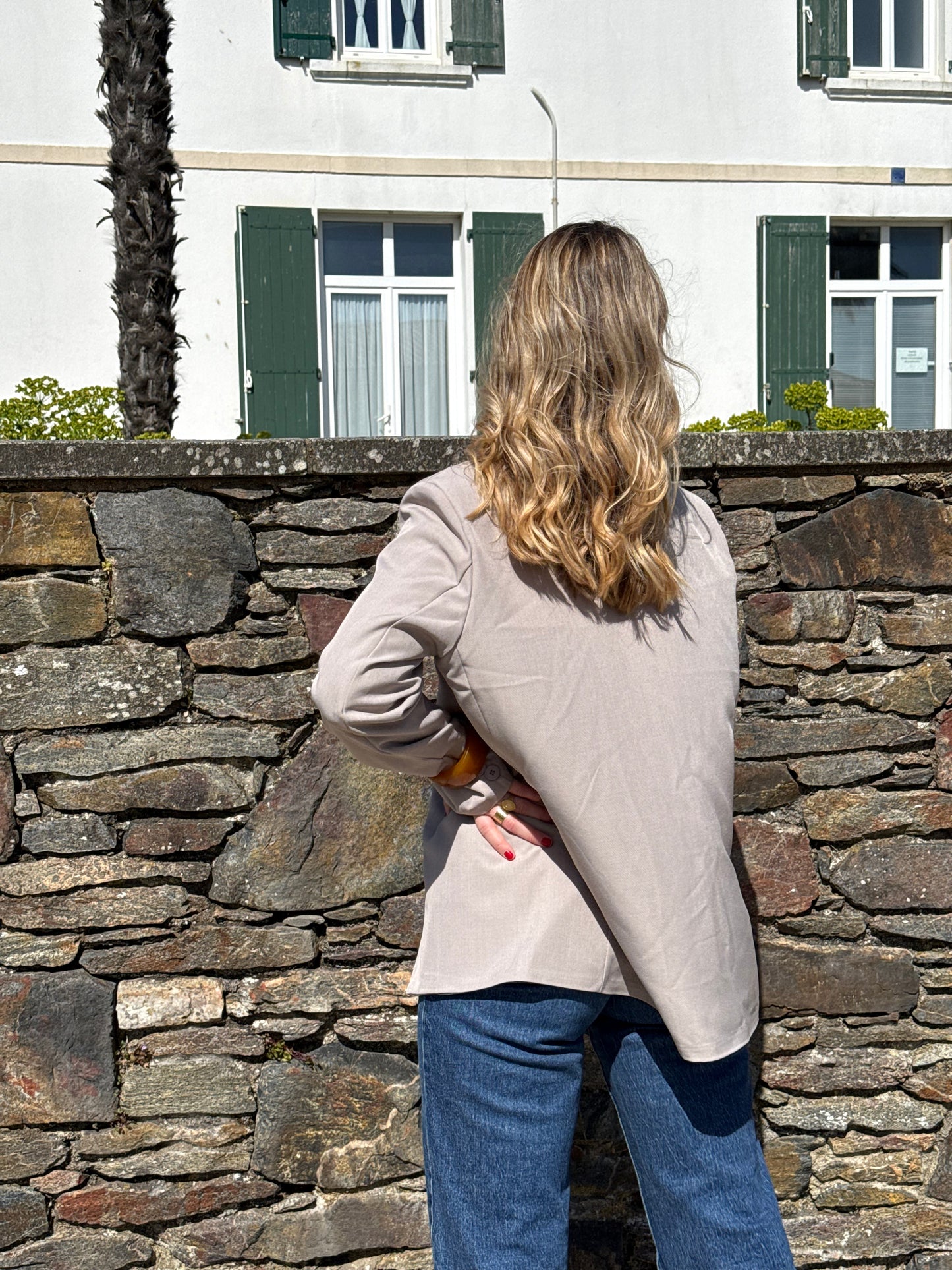Blazer asymétrique taupe