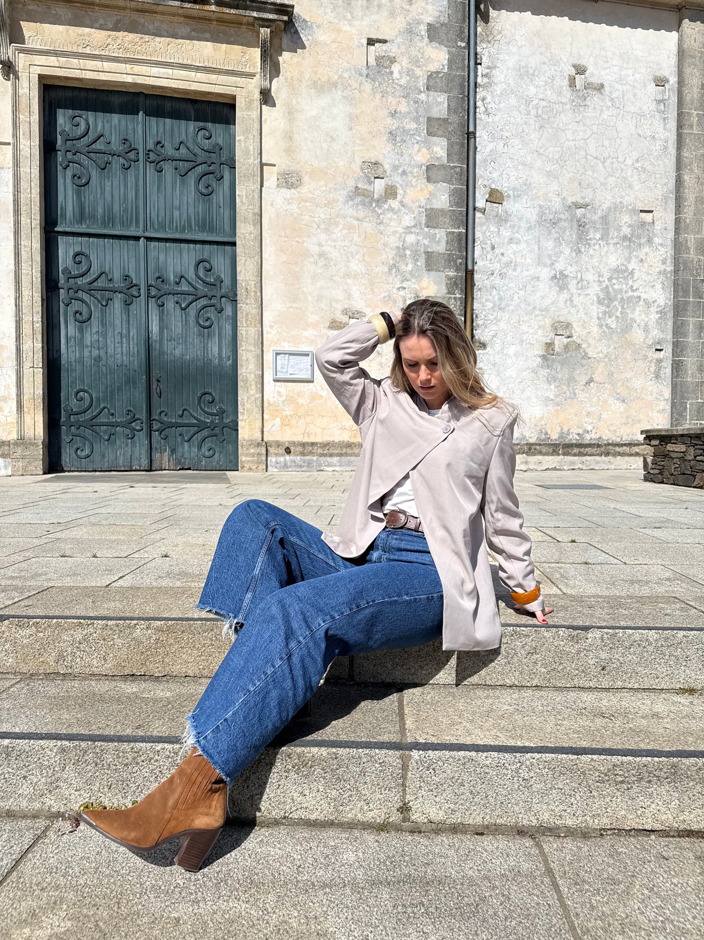 Blazer asymétrique taupe