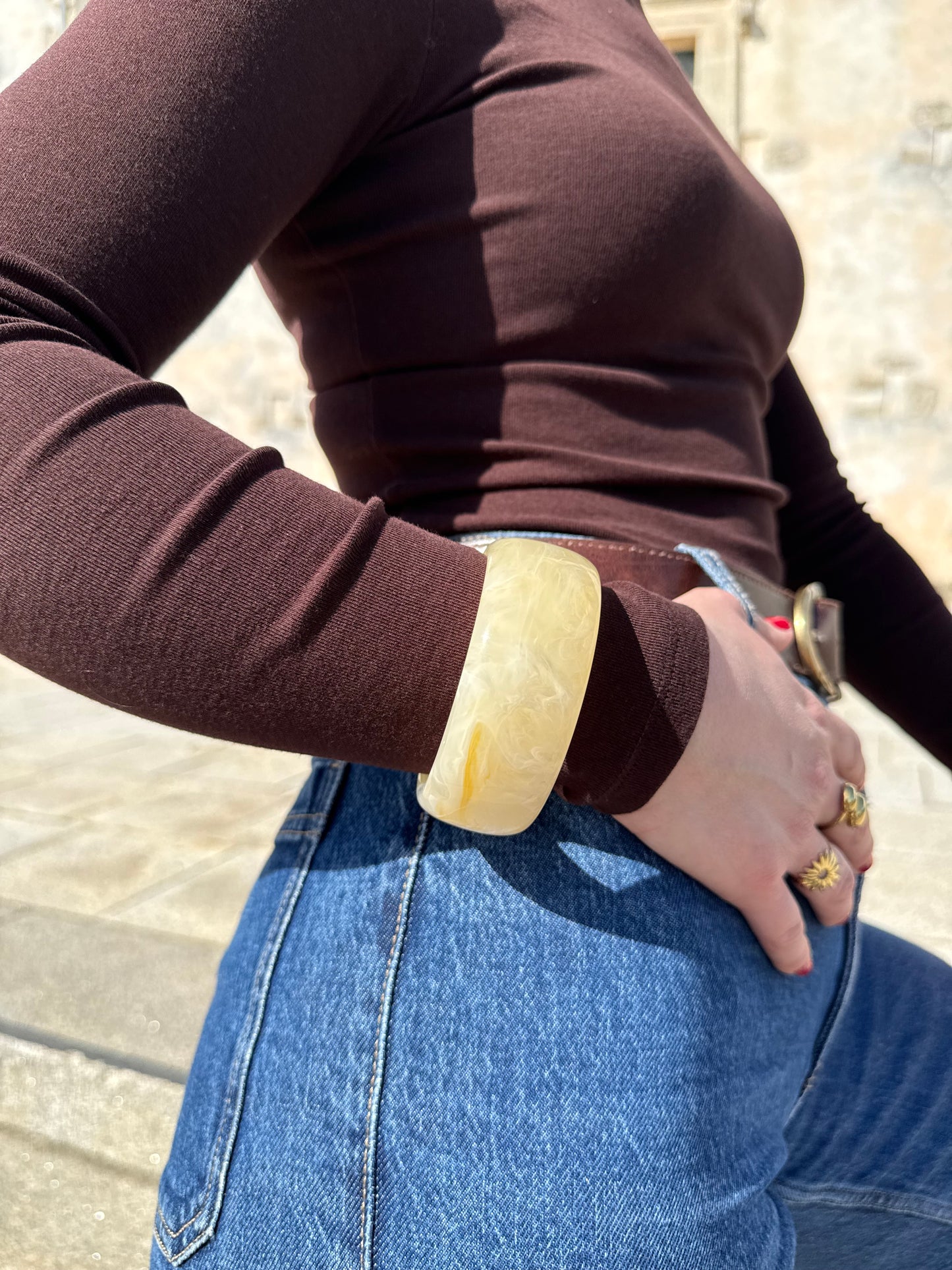 Jonc résine beige