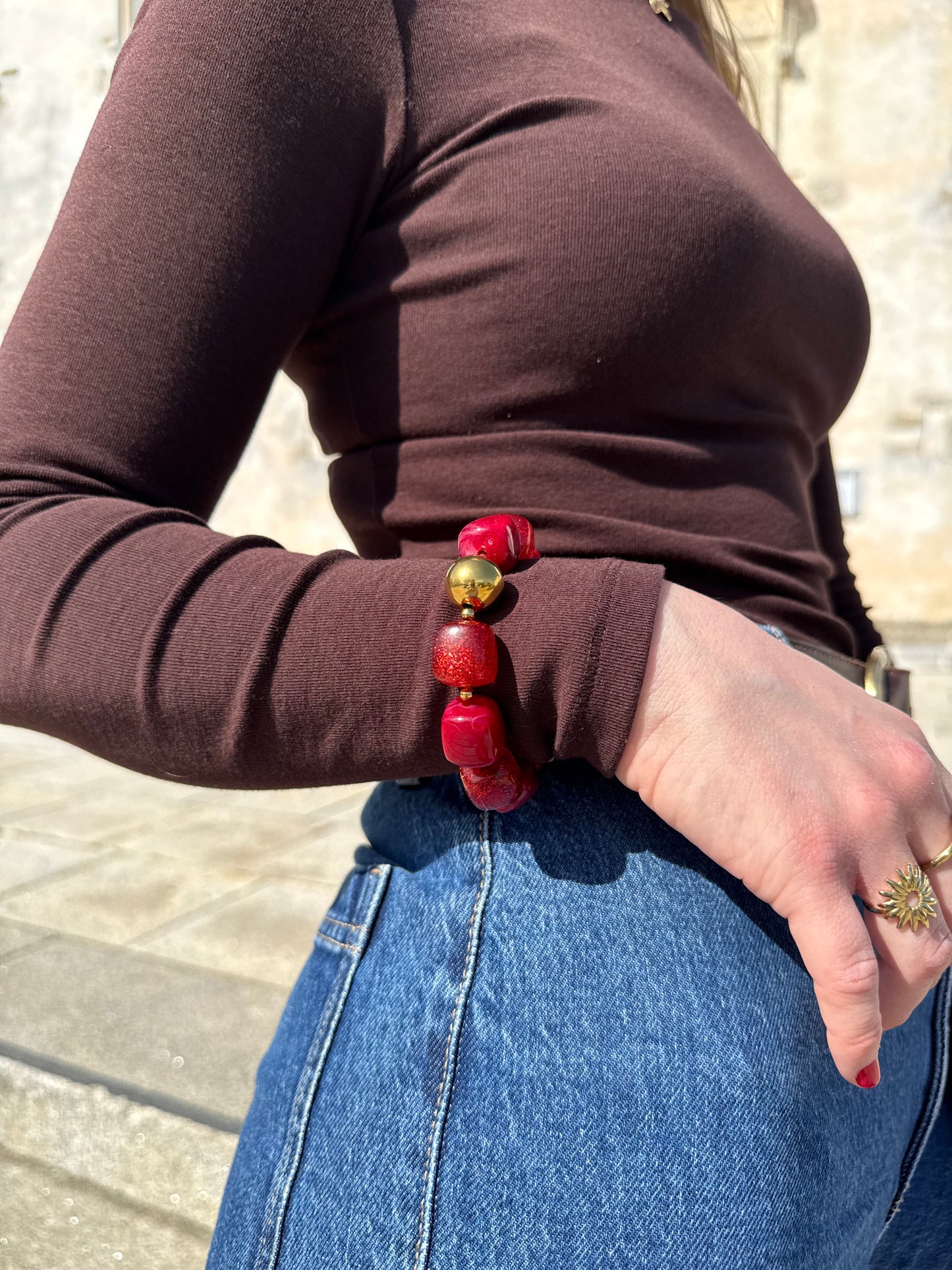Bracelet Perles Rouge