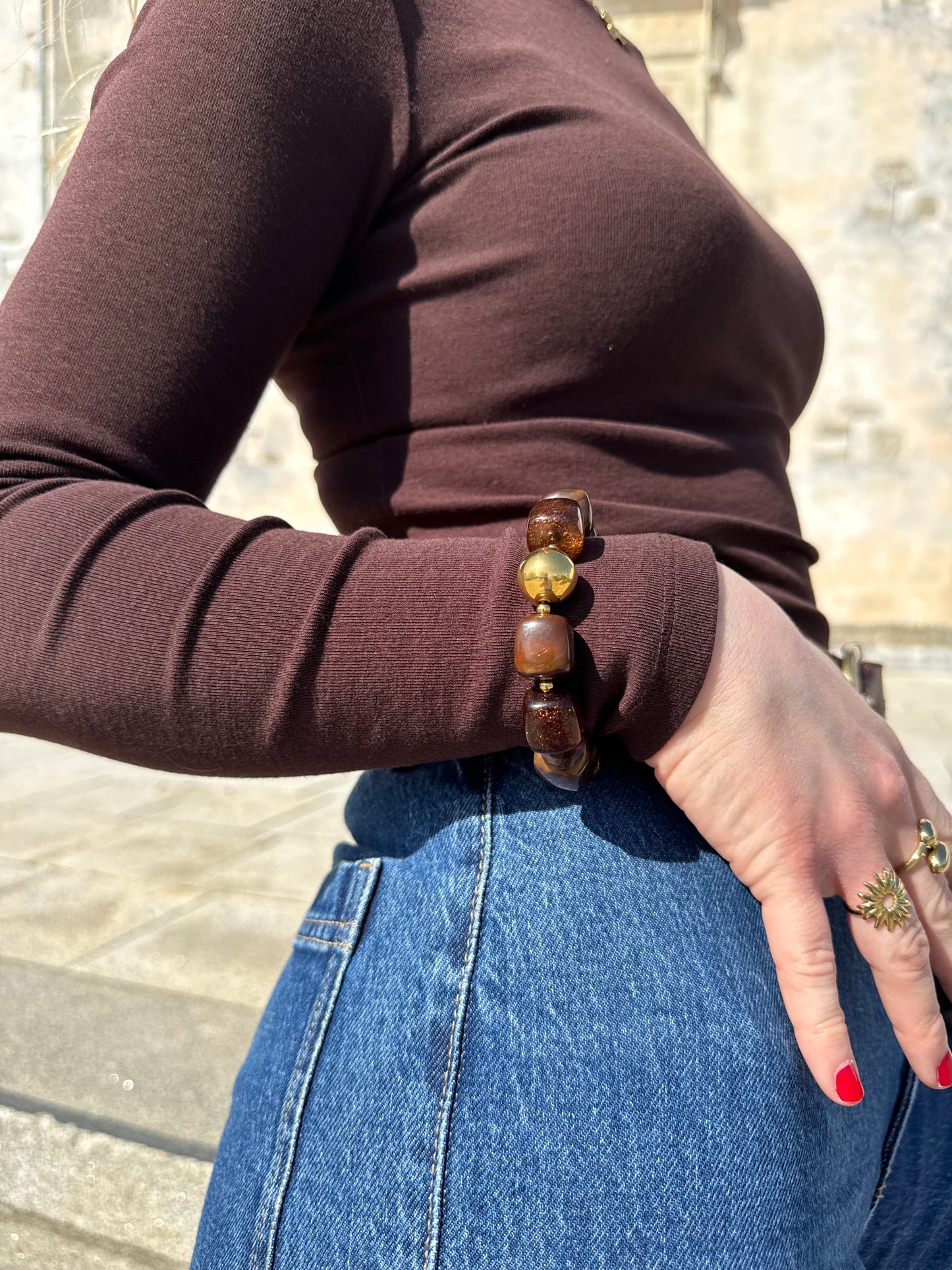 Bracelet Perles Marron