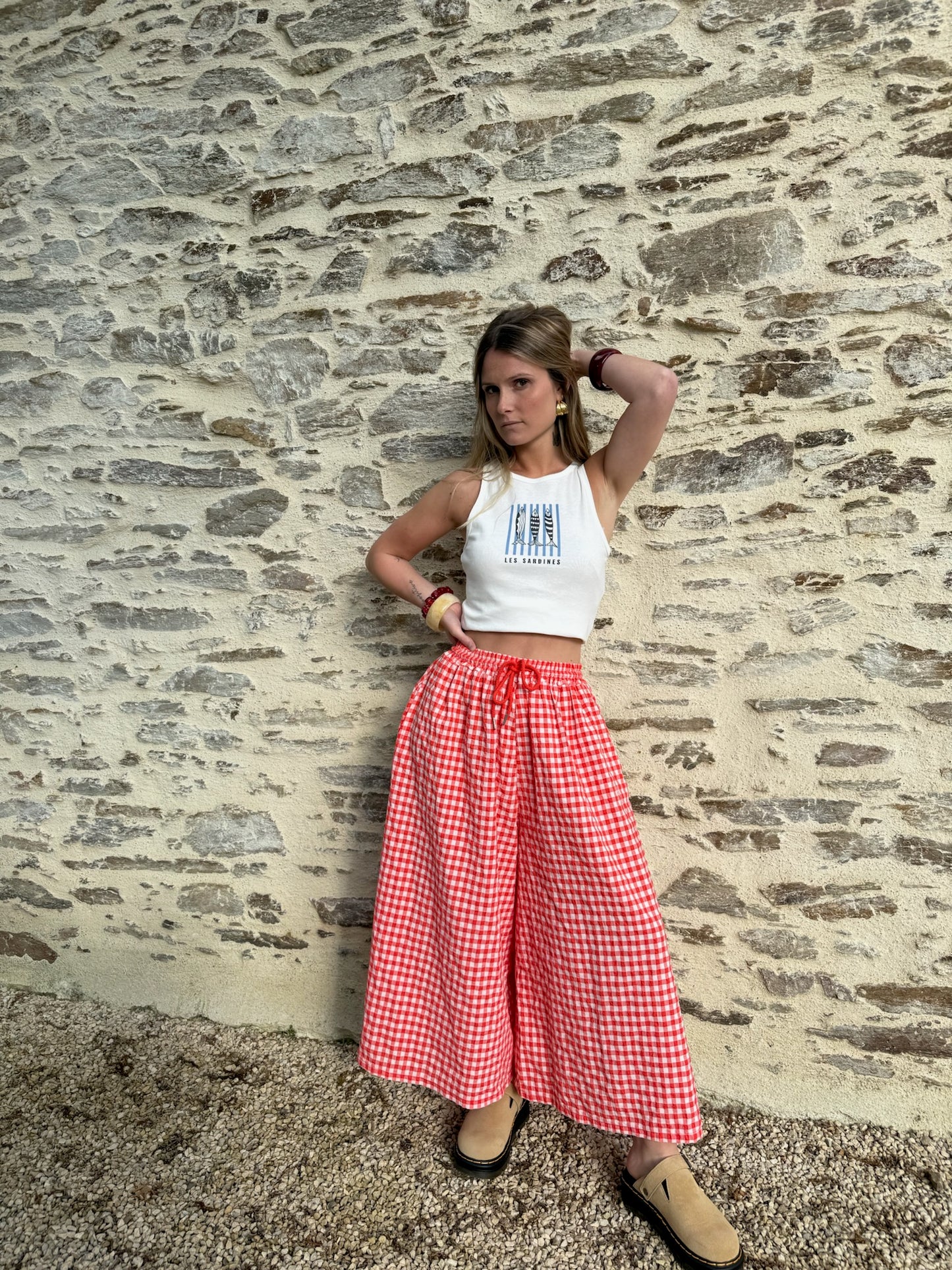 Pantalon vichy rouge