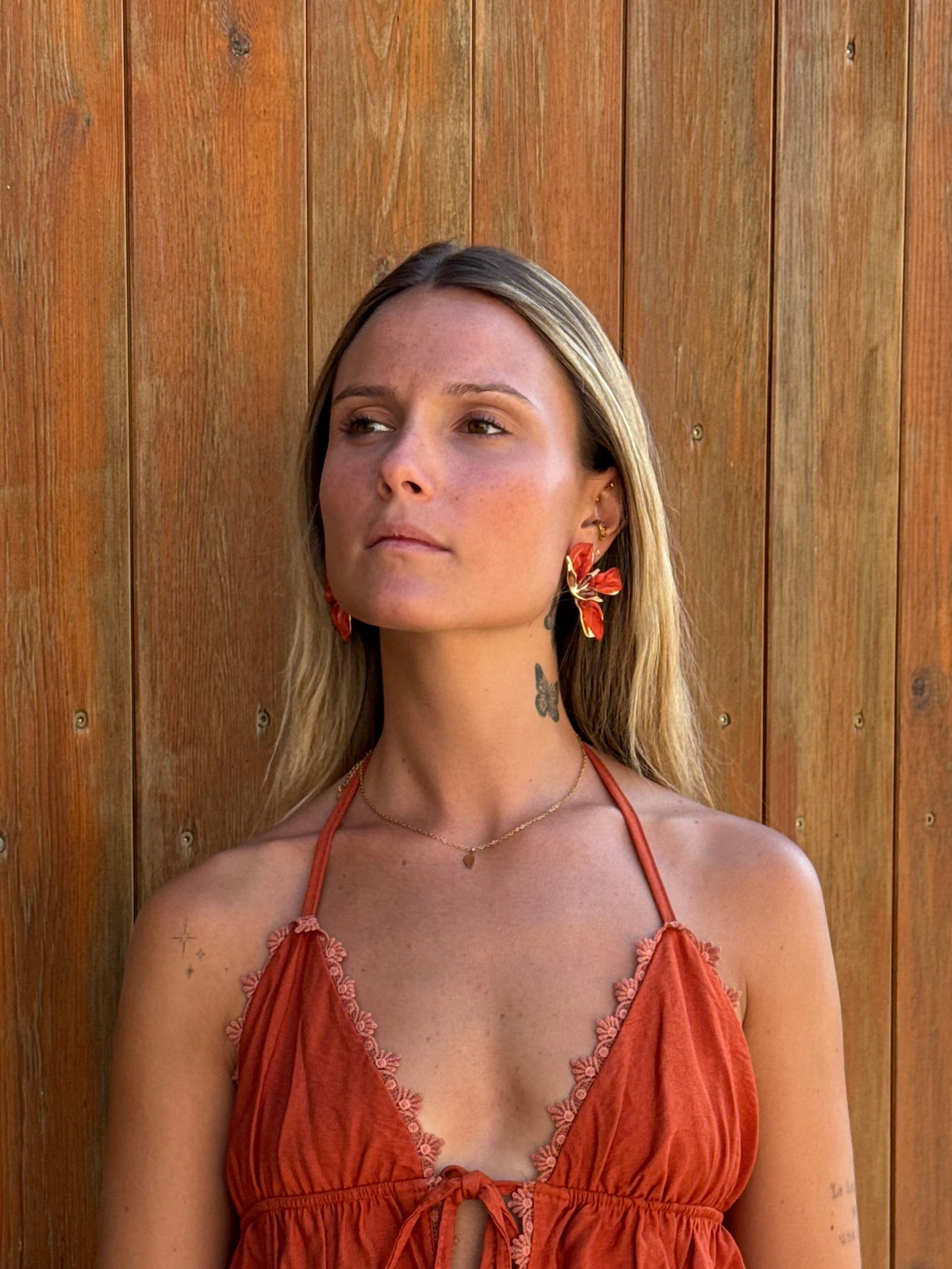 Boucles d'oreilles fleurs oranges