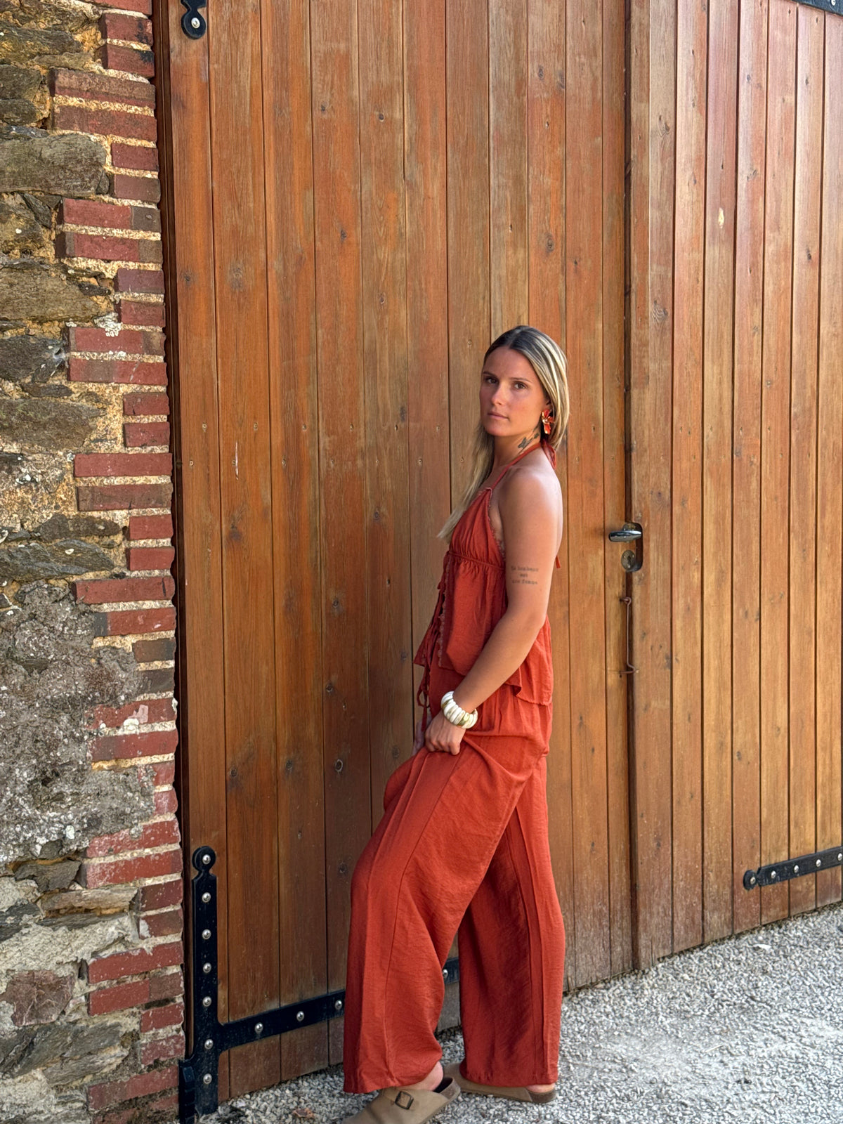 Ensemble pantalon brique