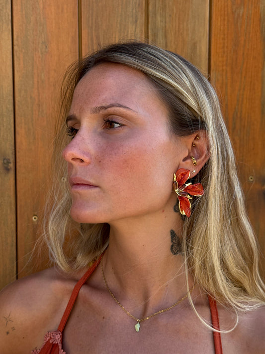 Boucles d'oreilles fleurs oranges