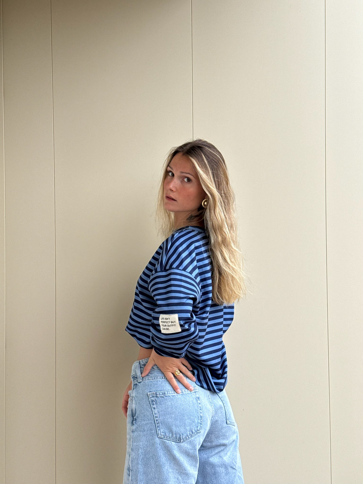 Sweat rayé bleu
