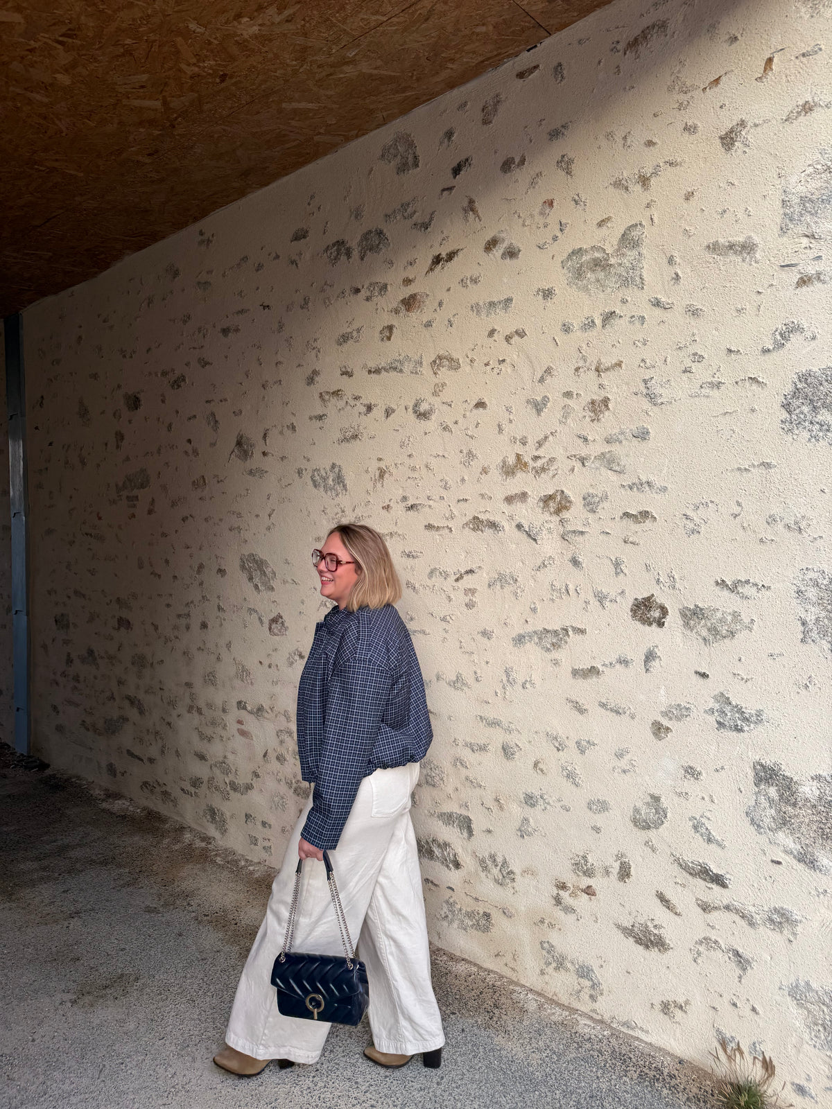 Veste à carreaux bleue