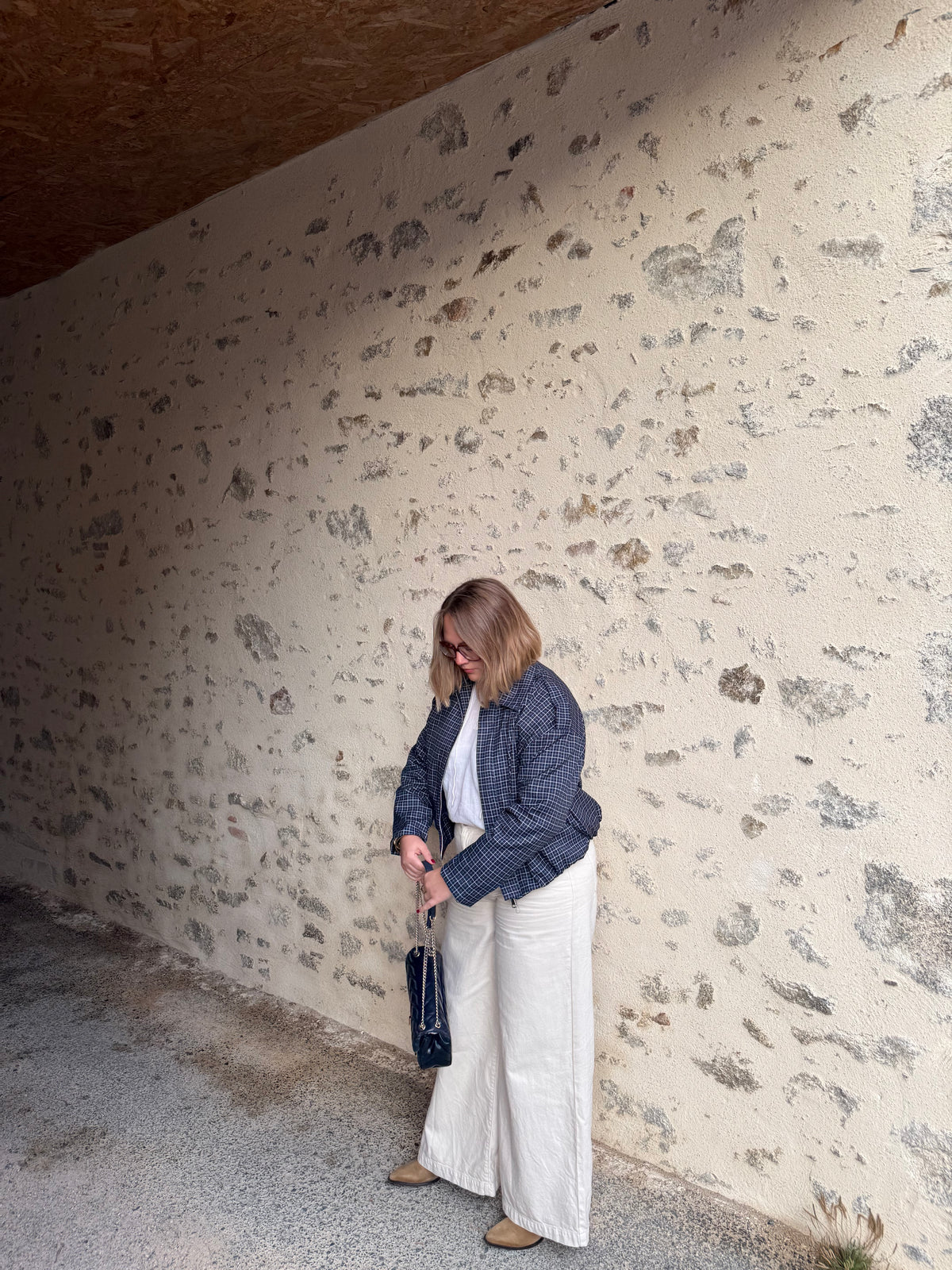 Veste à carreaux bleue