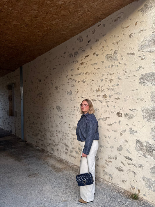 Veste à carreaux bleue