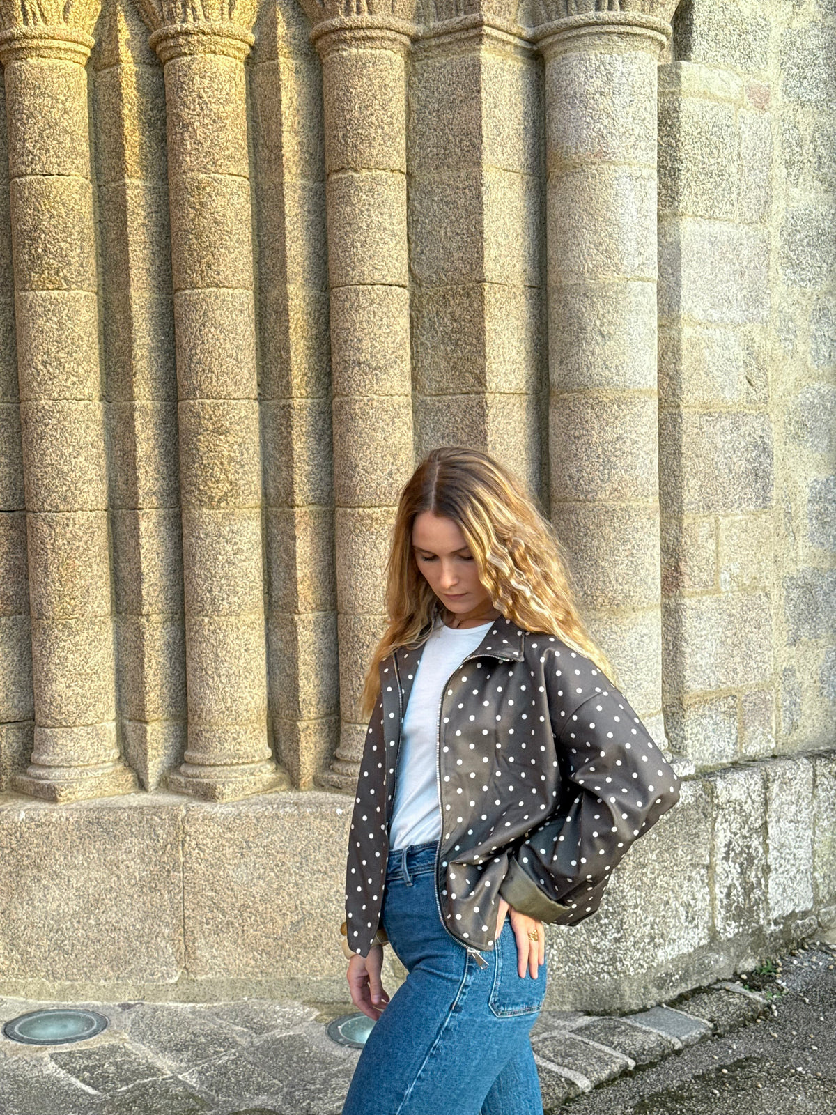 Veste à pois verte