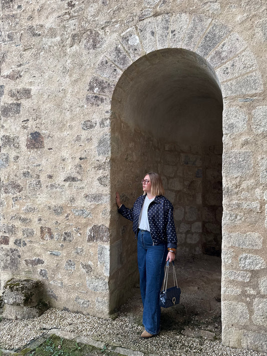 Veste à pois marine