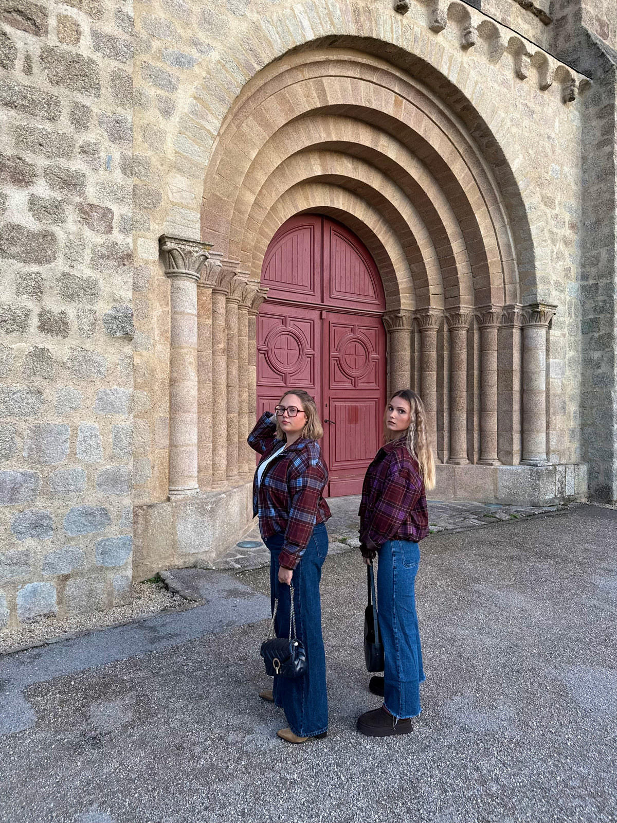 Veste à carreaux bleutée
